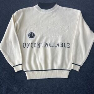 Code Zero Intensity Sweater Mens Small White Black Uncontrollable CZ Knit Korea